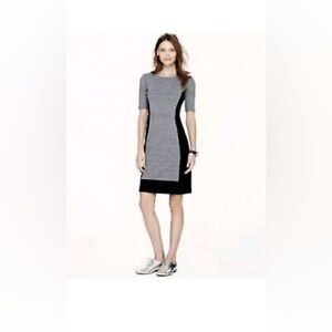 J.Crew- Black and‎ gray short sleeve midi dress  Size 6
